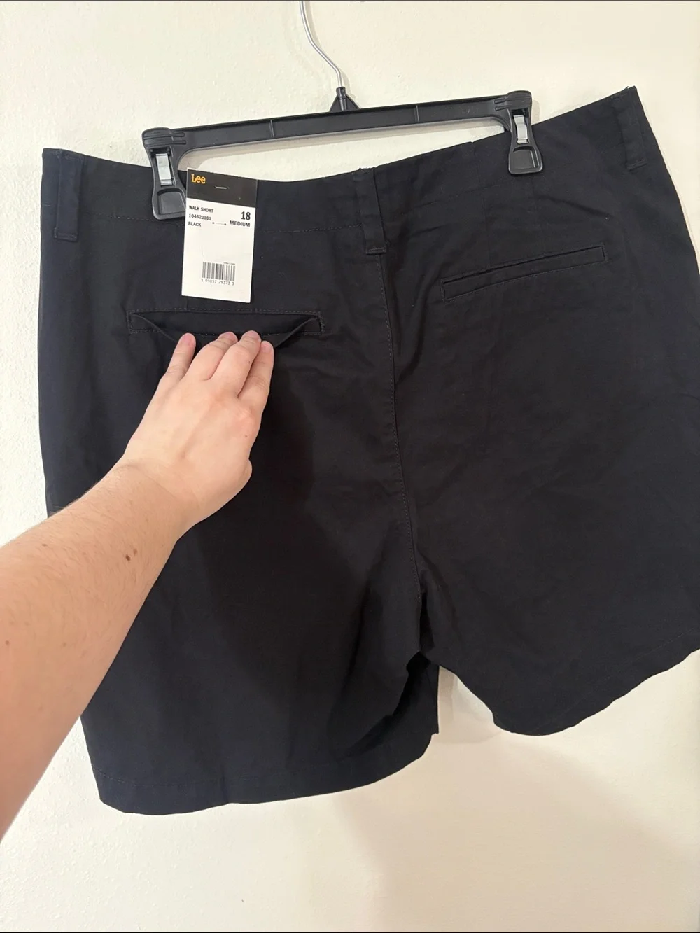 NWT Lee Regular Fit Mid Rise Black Walk Shorts Cotton Blend Size 18 Medium